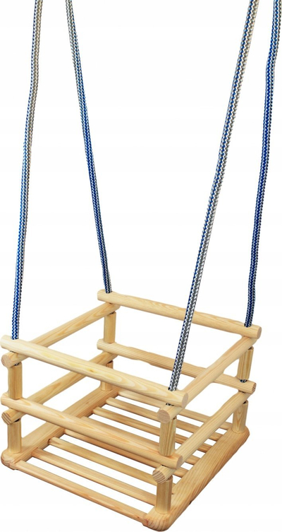 Lëkundëse druri Baczek Wooden Swing, me jastëk, mban deri 20 kg, me shumë ngjyra
