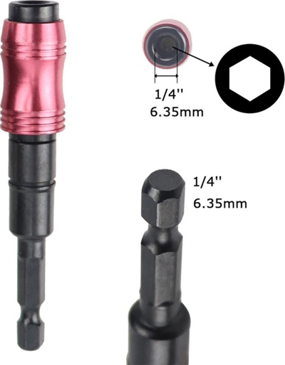 Adapter këndor magnetik për bit, 1/4", deri 20°, i zi me rozë metalike