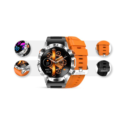 Ora e zgjuar Mski Gravity GT20 4, ekran 1.43\" AMOLED, Bluetooth Call, argjendt me rrip portokalli
