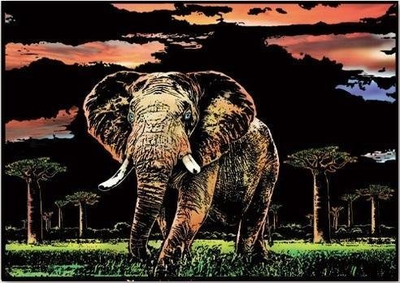Karton gërvishtësi arti Yuelu Elephant, 40.5x28.5cm, shumëngjyrësh