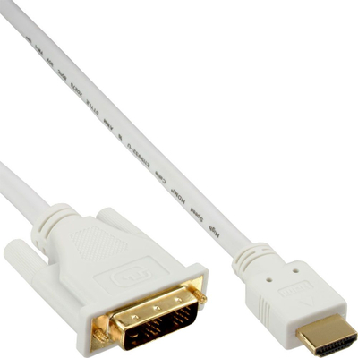 Kabllo HDMI në DVI-D InLine 17665U, 5m, e bardhë