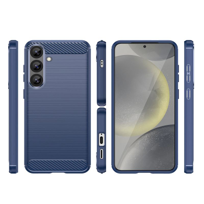 Kapak telefoni Silicone Carbon për Samsung Galaxy S25 Plus, për mbrojtje, blu