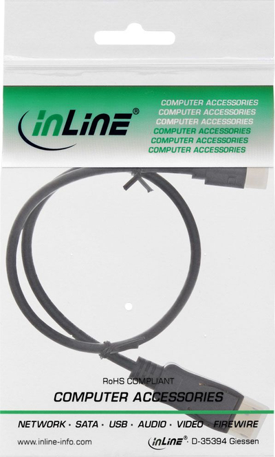 Kabull InLine Mini DisplayPort në DisplayPort, 5m, 4K, i zi
