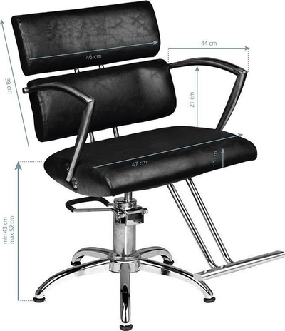 Фризерска столица Hair System SM362, еко кожа, хромирана основа, црна