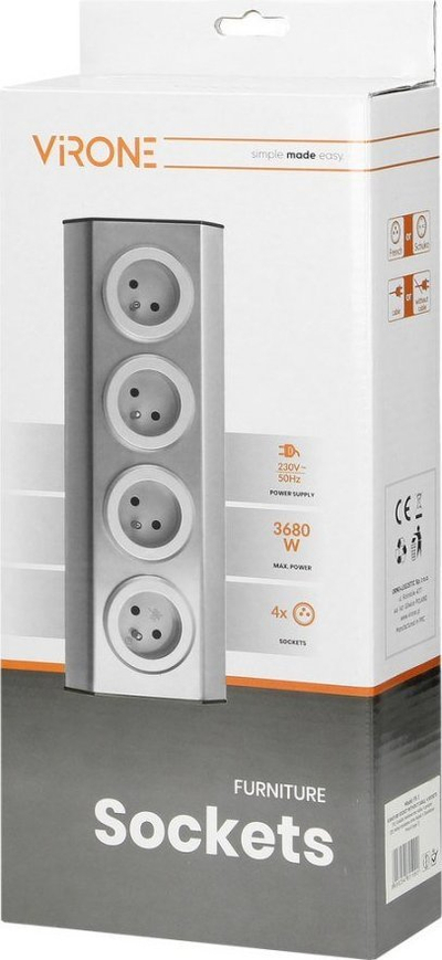 Prizë kuzhine Orno Furniture 4x2P+E, montim me shirit Velcro, çelik inox