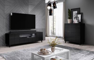 Kabinet TV Cama Meble Reja, MDF, 160 cm, i zi
