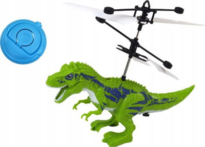 Lodër fluturuese Lean Toys Mini Flight, dinosaurus me sensor dore, me telekomandë, jeshile