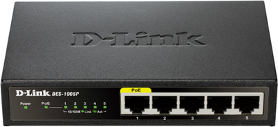 Ndërprerës D-Link DES-1005P, i zi