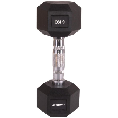 Hantel Eb Fit Rubber Coated, 6 kg, gjashtëkëndore, e zezë