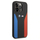 Këllëf telefoni BMW M Silicone për iPhone 15 Pro Max, me shirita blu edhe të kuq, i zi
