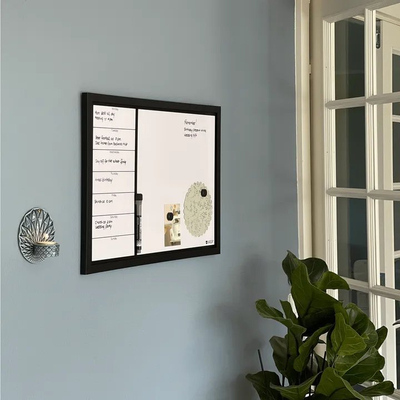 Tabelë planifikuese javore Whiteboard, 60 x 40 cm, magnetike, kornizë e zezë