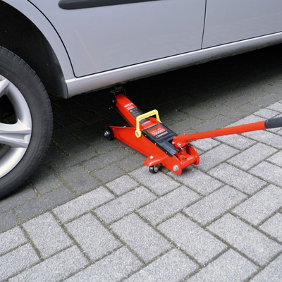 Fole hidraulike Carpoint Trolley Jack, 2000 kg, me rrota, e kuqe