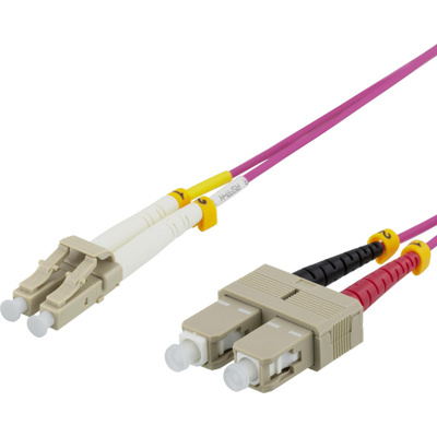 Kabllo me fibra optike Deltaco OM4 LC SC Duplex, 50/125, 7m, vjollcë