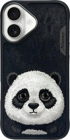 Mbulesë telefoni Nimmy Big Eyed Pet 2.0 për iPhone 16 6.1", panda, e zezë