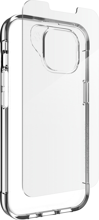 Set mbrojtës ZAGG për iPhone 16e 14 13 Luxe, maskë dhe mbrojtës ekrani, transparent