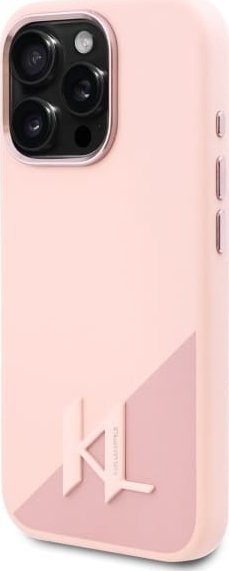 Kapak telefoni Karl Lagerfeld KLHMP16LSCMKMPCP, për iPhone 16 Pro 6.3", hardcase silikoni, rozë me vija