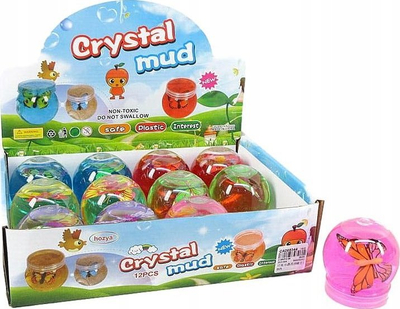 Lodër slime Crystal Mud Butterfly, masë elastike, ene 7 cm, shumëngjyrëshe