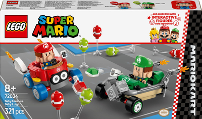 Set lodër LEGO Super Mario Mario Kart 72034, 321 copë, Baby Mario vs Baby Luigi, shumëngjyrësh