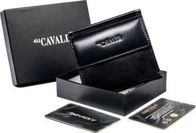 Portofol gocash Cavaldi, lëkurë natyrale, RFID, i zi