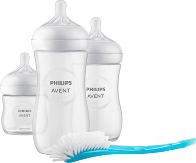 Set biberonash Philips Avent Natural Response SCD837/12, 3 shishe 125 ml 260 ml 330 ml, furçë pastrimi