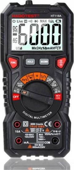 Multimetër dixhital Habotest HT118A, True RMS, NCV, me dritë