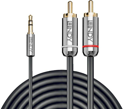 Kabllo audio Lindy 35337, Jack 3.5mm në 2x RCA, 10m, ngjyrë argjendtë