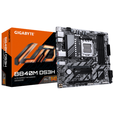 Pllakë amë Gigabyte B840M DS3H, AMD Ryzen 9000, DDR5, 2x M.2 PCIe 4.0