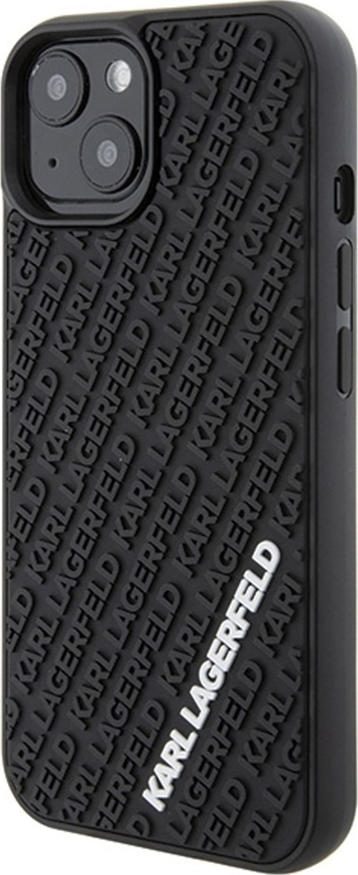 Maskë telefoni Karl Lagerfeld 3D Rubber Multi Logo, për iPhone 15 6.1", e zezë