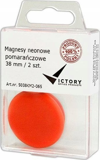 Magnetë Victory Office Product, 38mm, set me 2 copë, neon portokalli