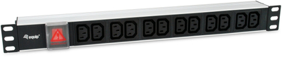 Panel energjie Equip me 12 porta C13, me ndërprerës on/off, ngjyrë e zezë