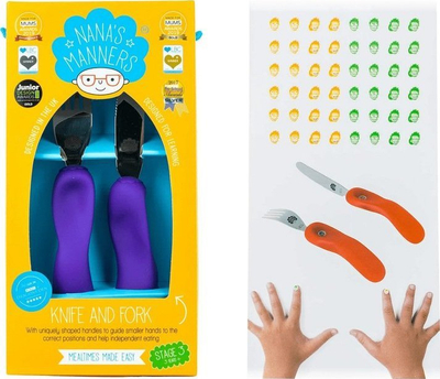 Set takëmesh për kalamaj Nanas Manners Stage 3, TRI GRIP, çelik inoks, lejla