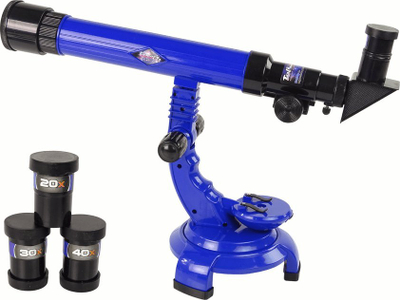 Set lodër teleskop dhe mikroskop Science Set, 2 në 1, 20x 30x 40x, blu