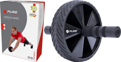 Rrotë barku PURE 2 IMPROVE Ab Wheel Roller, plastikë e fortë, doreza me jastëk, e zezë