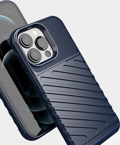Kuti mbrojtëse Thunder Case Flexible për iPhone 13 Pro, TPU, antishok, blu e errët