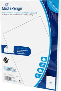 Etiketa vetëngjitëse MediaRange MRINK141, 210x148.5mm, 100 copë, të bardha
