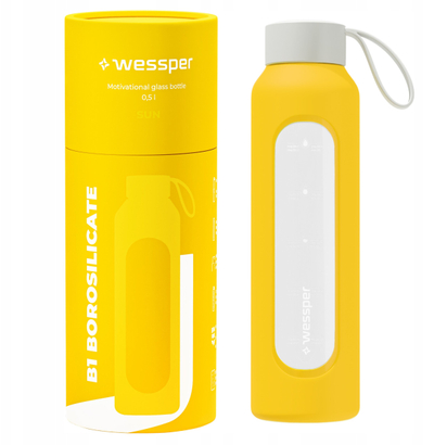 Стаклено шише за вода Wessper B1, 500 ml, боросиликатно стакло, жолта