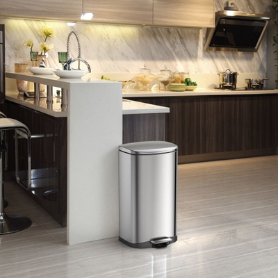 Kosh plehrash me pedale EKO Della, 50L, inox, argjend mat