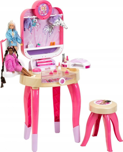 Tavolinë tualeti për kalamaj Barbie Beauty Studio Happy Vibes, me stol, me drita