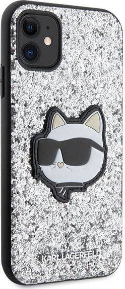 Kapak telefoni Karl Lagerfeld Glitter Choupette Patch KLHCN61G2CPS, për iPhone 11 XR 6.1", hardcase, argjend