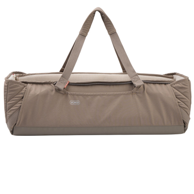 Shportë portative për bebe Voksi Carry Me, dyshek pambuku organik, material i papërshkueshëm nga uji, kafe Walnut Leaf