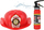 Set lojrash zjarrfikësi për kalamaj “Firefighter Set”, kaskë 53 cm, zjarrfikës lodër 23 cm, e kuqe
