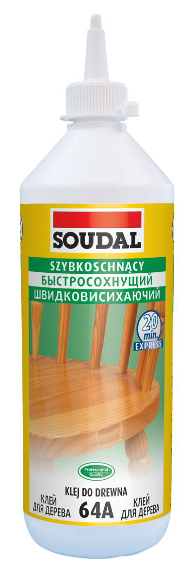 Лепило за дрво Soudal 64A, брзо сушење, 250g, бело