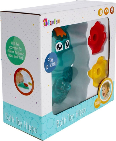 Lodër për banjo Bam Bam Hippo, për kalamaj 18m+, shumëngjyrëshe
