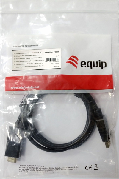 Kabllo DisplayPort në HDMI Lindy 119392, 5m, 4K 30Hz, e zezë