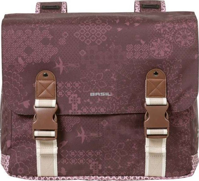 Çantë dyshe biçiklete Basil Boheme Double Bag, 35L, me reflektorë, ngjyrë e kuqe vishnje