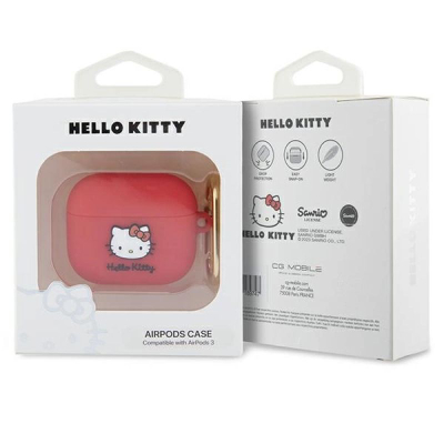 Mbulesë kufjesh Hello Kitty për AirPods 3, silikon 3D, fuchsia