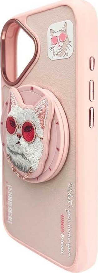 Калјак за телефон Nimmy Glasses Cool Cat, за iPhone 16 6.1", MagSafe, транспарентен