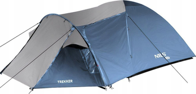 Шатор за кампување NILS CAMP Trekker NC6012, тунел за 4 лица, сино сив
