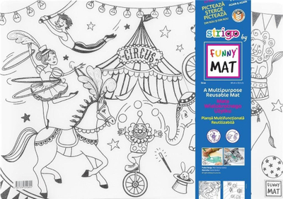 Dyshek ngjyrosës për kalamaj Akademi Funny Mat Circus, i ripërdorshëm, 33.5x48cm, i bardhë me ilustrime