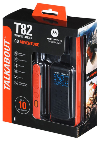 Radiolidhje Motorola TLKR T82, diapazon deri 10 km, 2 copë, e zezë